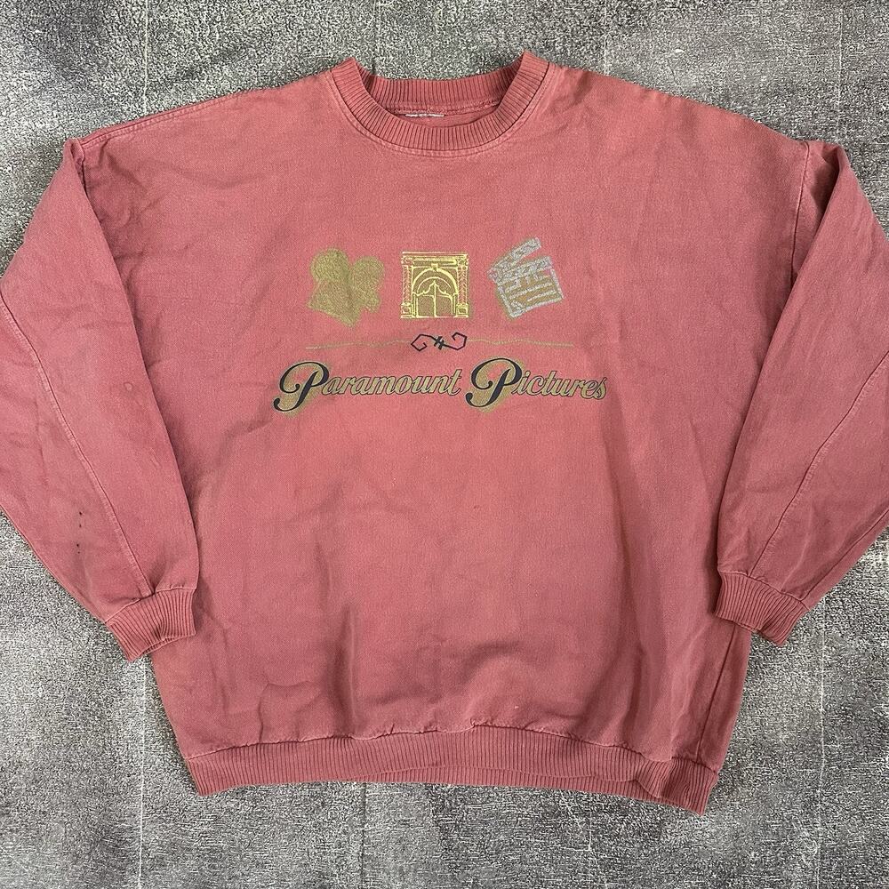 Mens Vintage 90s Paramount Pictures Pastel Pink Promo Crewneck Sweatshirt Sz 2XL - Picture 1 of 4